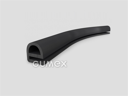 "e" Gummiprofil mit Loch, 13x12/2mm, 60°ShA, EPDM, -40°C/+100°C, schwarz, 